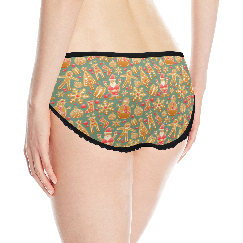 Christmas Gingerbread Icons Pattern Women's All Over Print Classic Briefs (Model L13)