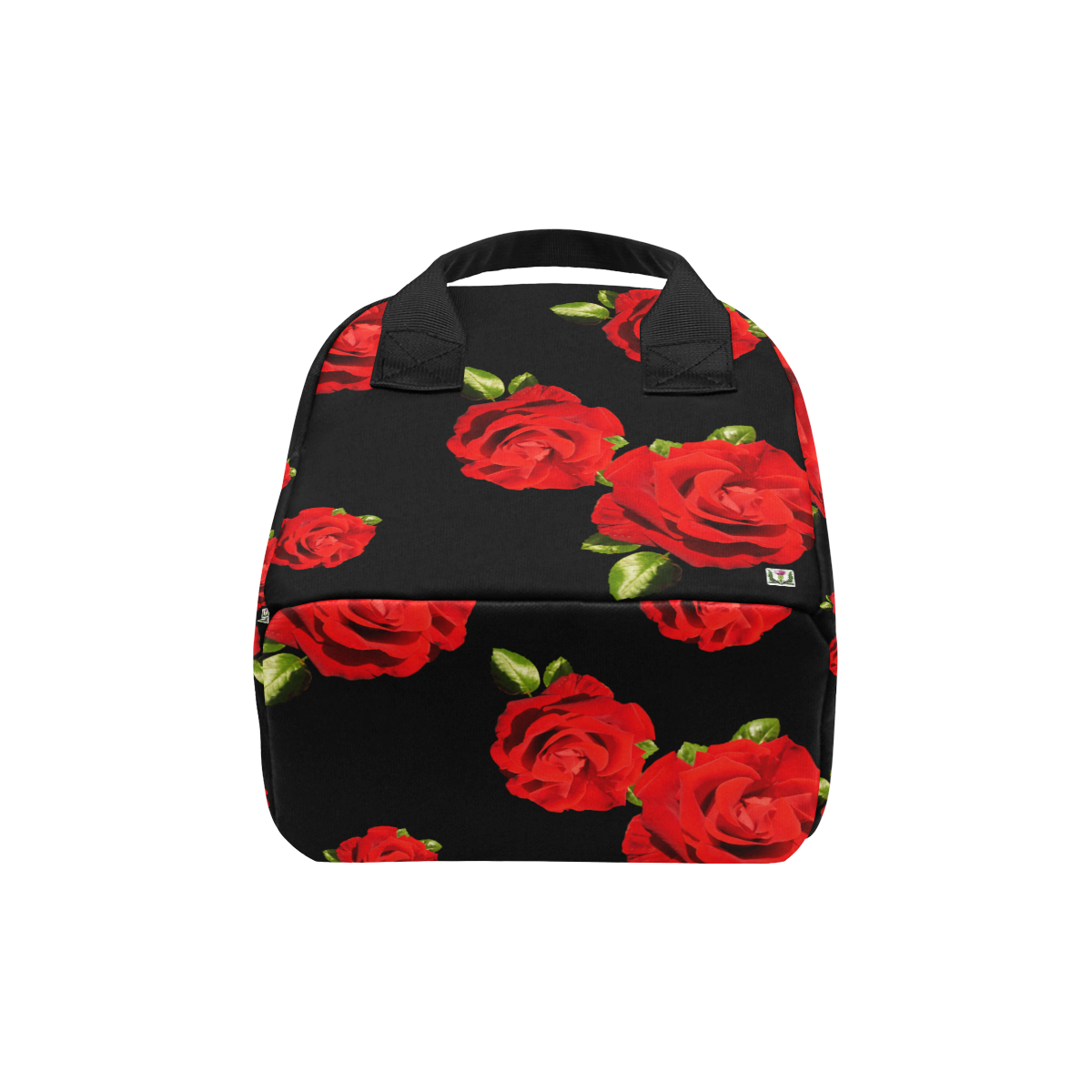 Fairlings Delight's Black Luxury Collection- Red Rose Zipper Lunch Bag 53086 Zipper Lunch Bag (Model 1689)