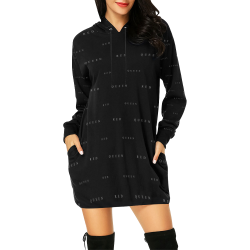 Red Queen Logo Pattern All Over Print Hoodie Mini Dress (Model H27)