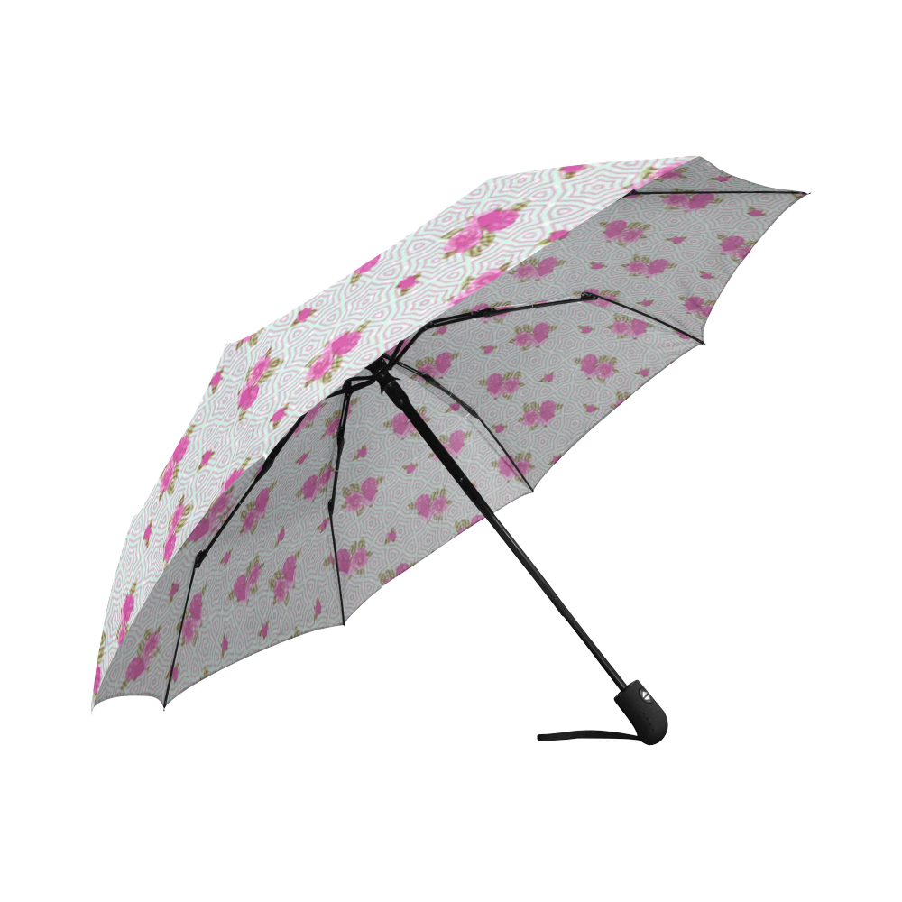 Roses and Pattern 1B by JamColors Auto-Foldable Umbrella (Model U04)