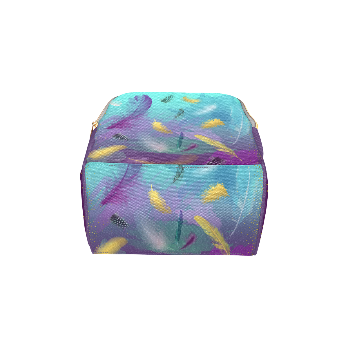 Dancing Feathers - Turquoise and Purple Multi-Function Diaper Backpack/Diaper Bag (Model 1688)