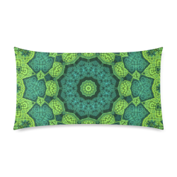 Green Theme Mandala Rectangle Pillow Case 20"x36"(Twin Sides)
