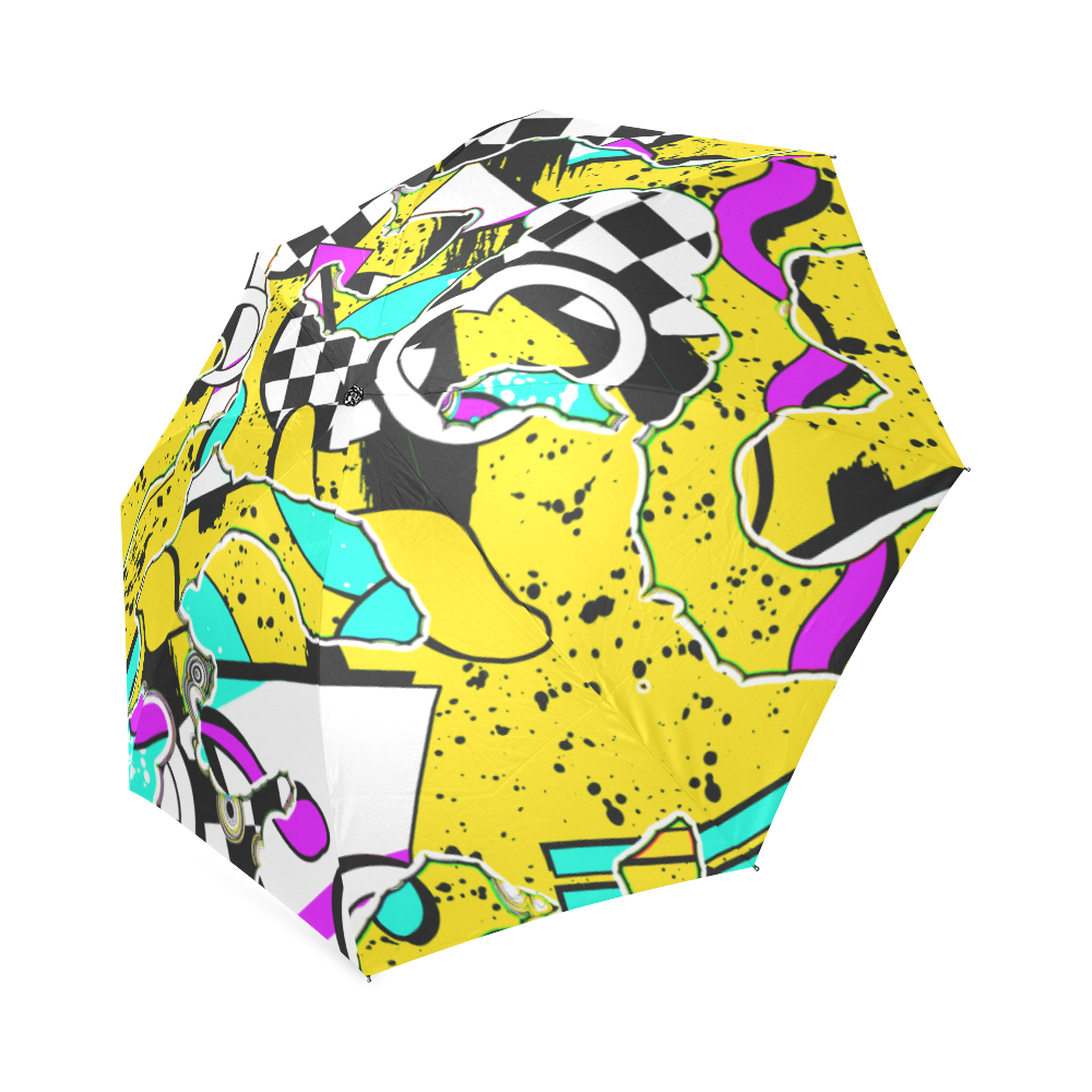 Shapes on a yellow background Foldable Umbrella (Model U01)