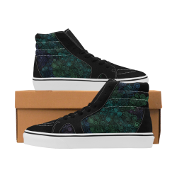 3D Psychedelic Turquoise, Violet and Green Women's High Top Skateboarding Shoes (Model E001-1)