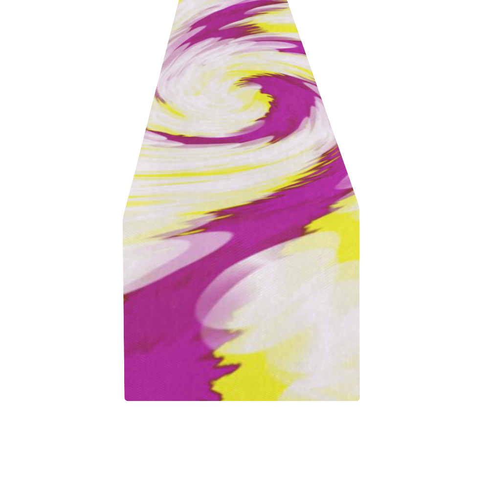 Pink Yellow Tie Dye Swirl Abstract Table Runner 14x72 inch