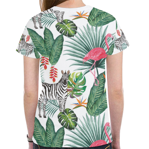 Awesome Flamingo And Zebra New All Over Print T-shirt for Women (Model T45)