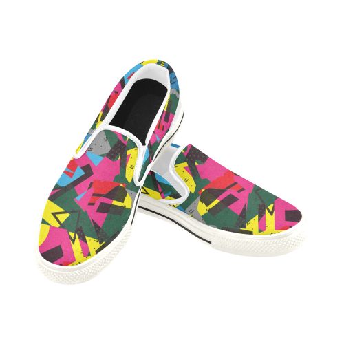 Crolorful shapes Slip-on Canvas Shoes for Kid (Model 019)