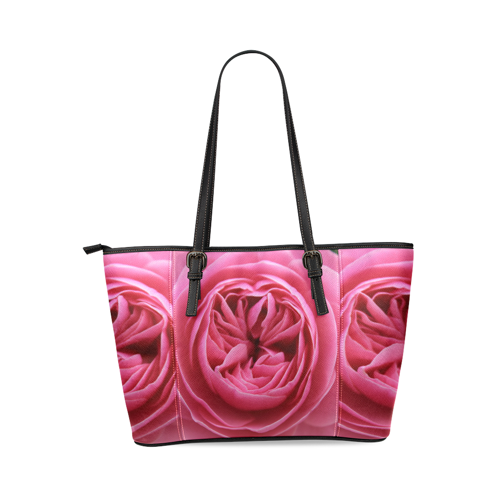 Rose Fleur Macro Leather Tote Bag/Small (Model 1640)