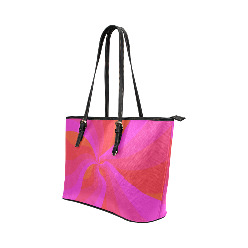 Pink waves Leather Tote Bag/Large (Model 1651)