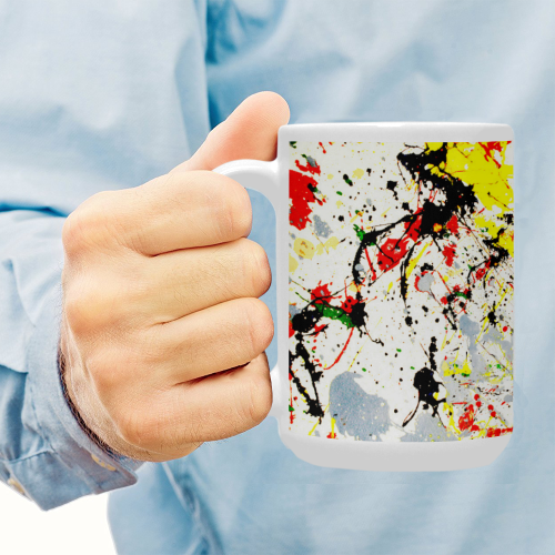 Black, Red, Yellow Paint Splatter Custom Ceramic Mug (15OZ)