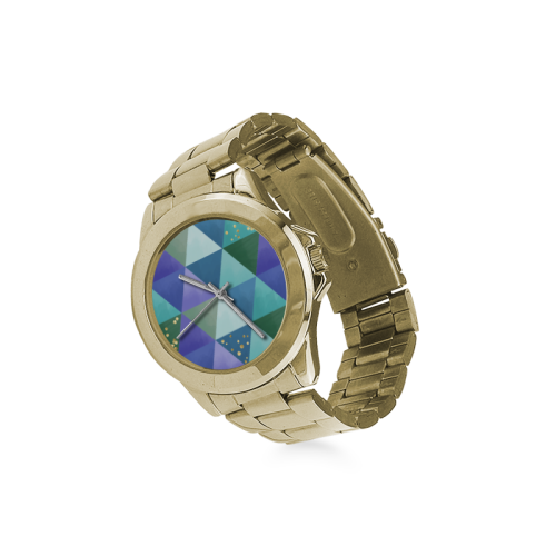 Triangle Pattern - Blue Violet Teal Green Custom Gilt Watch(Model 101)