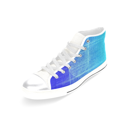 Frosty Blue Retro Glitch Women's Classic High Top Canvas Shoes (Model 017)