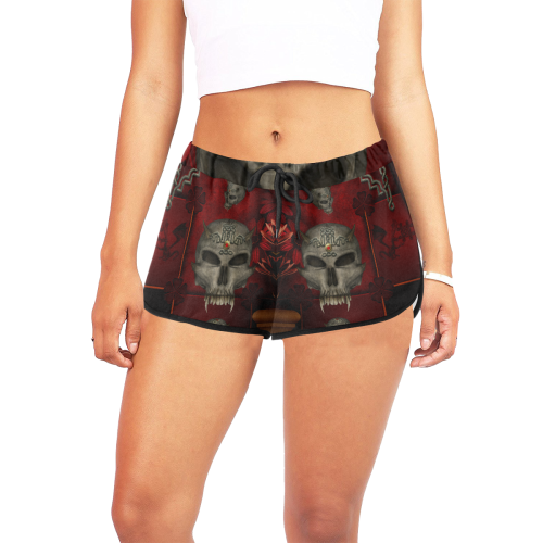 Skull with celtic knot Women's All Over Print Relaxed Shorts (Model L19)