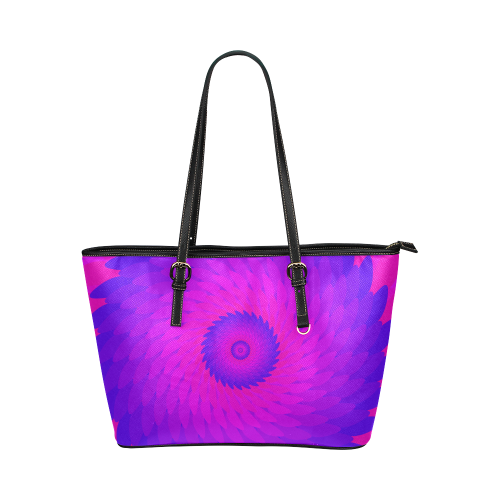 Blue pink oval Leather Tote Bag/Small (Model 1651)
