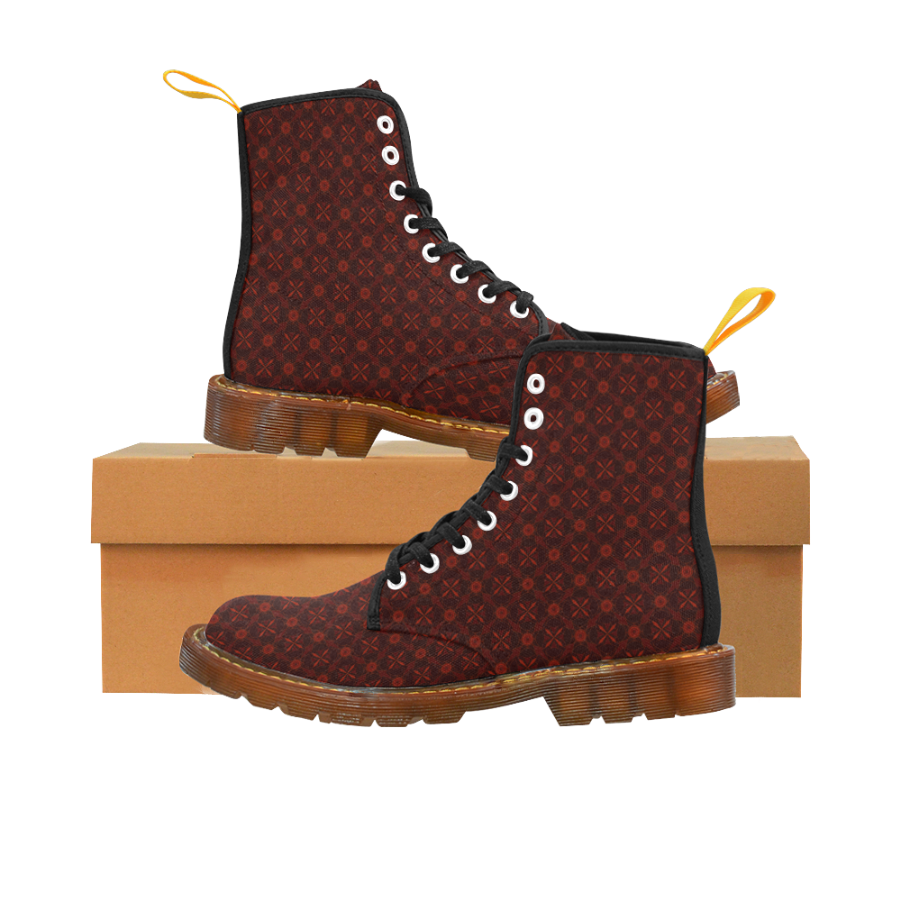 Brown Geometric Pattern Martin Boots For Women Model 1203H