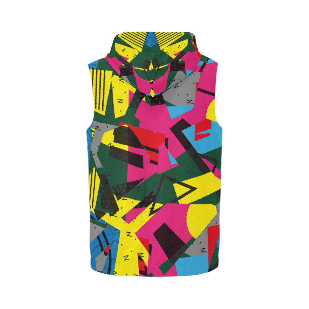 Crolorful shapes All Over Print Sleeveless Zip Up Hoodie for Men (Model H16)