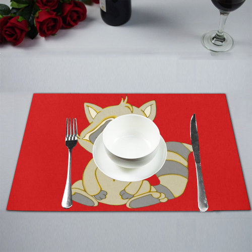 Rocky Raccoon Red Placemat 12''x18''