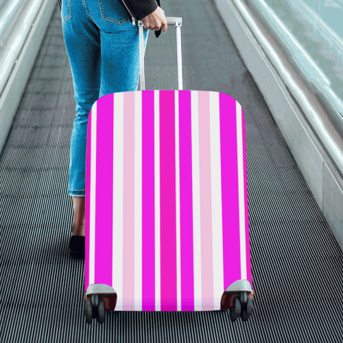 Summer Pinks Stripes Luggage Cover/Large 26"-28"