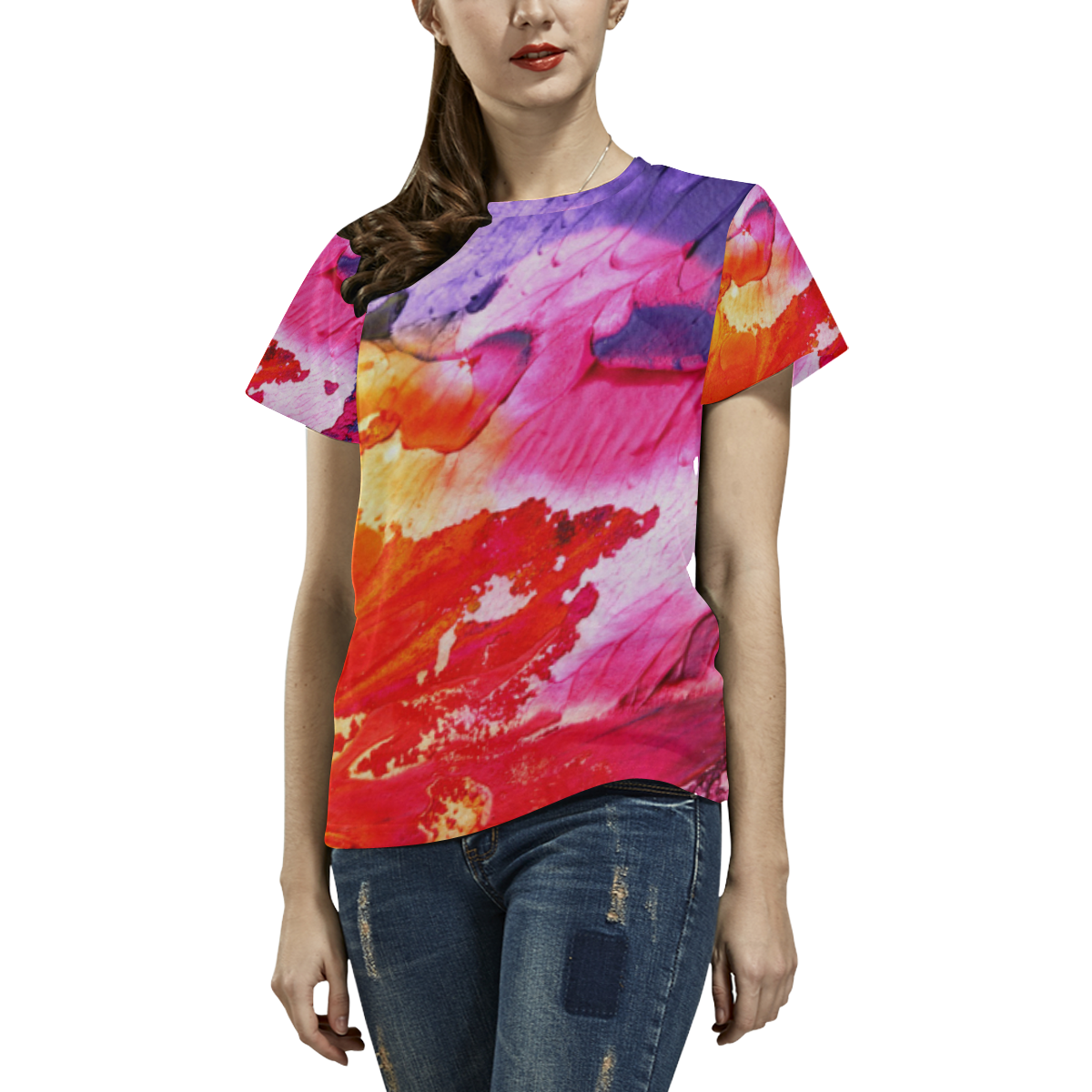 Red purple paint All Over Print T-Shirt for Women (USA Size) (Model T40)