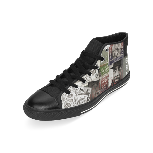William Bell Collage 1 Vintage Style High Top Canvas Women's Shoes/Large Size (Model 017)
