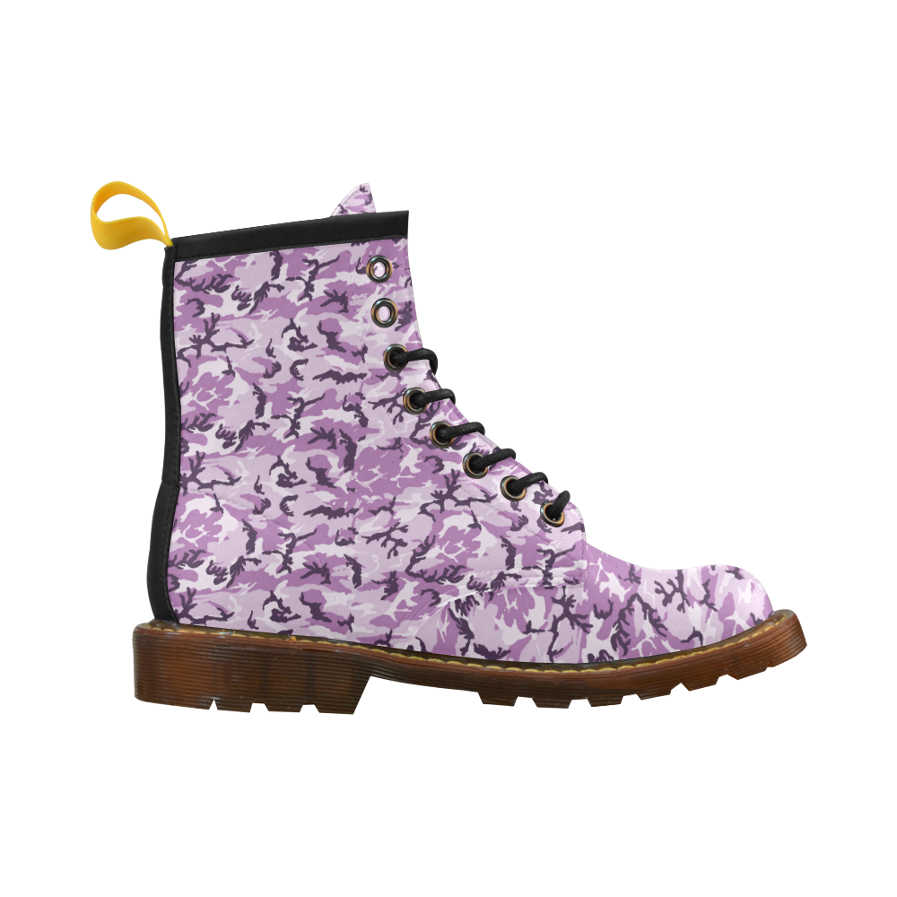 Woodland Pink Purple Camouflage High Grade PU Leather Martin Boots For Women Model 402H