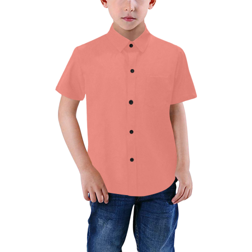 color tea rose Boys' All Over Print Short Sleeve Shirt (Model T59)