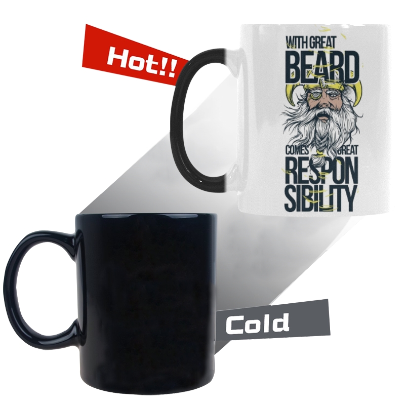 WITH GREAT BEARD COMES GREAT RESPONSIBILITY Custom Morphing Mug