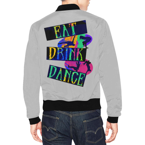 Break Dancing Colorful / Silver All Over Print Bomber Jacket for Men/Large Size (Model H19)