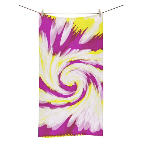 Pink Yellow Tie Dye Swirl Abstract Bath Towel 30"x56"