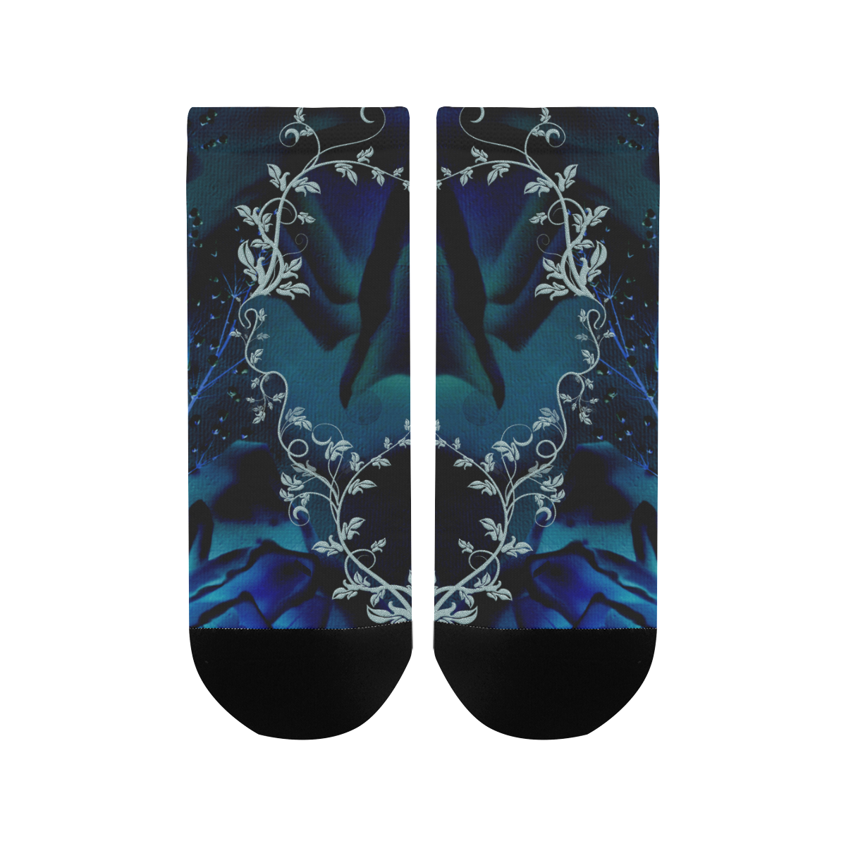 Floral design, blue colors Women's Ankle Socks