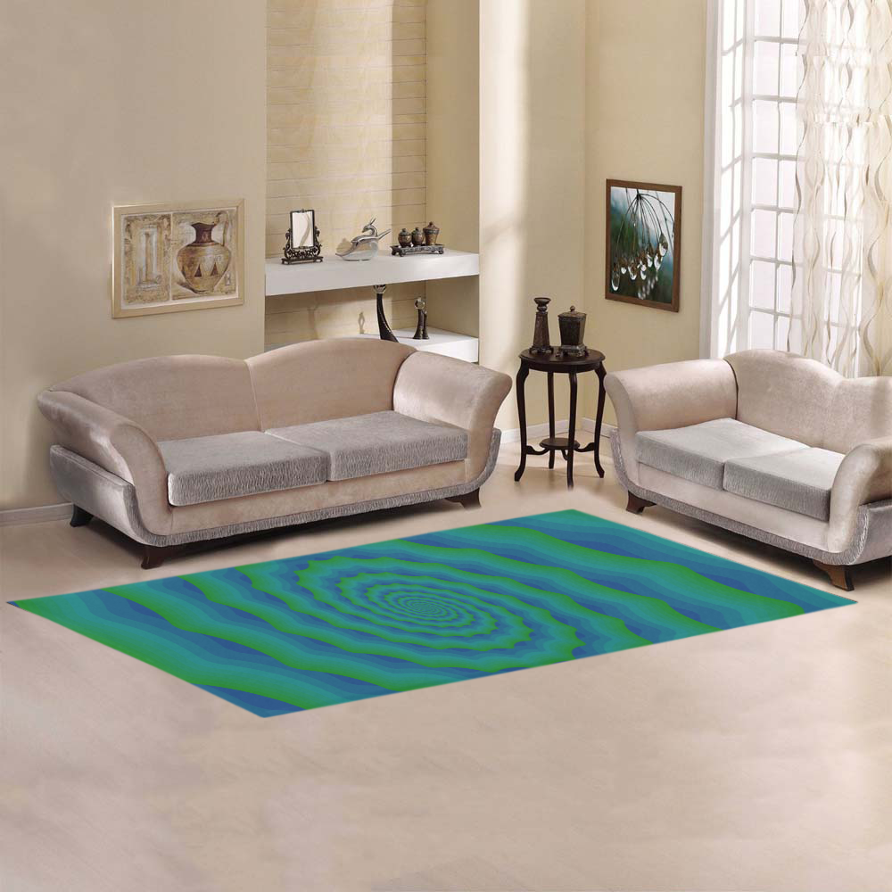 Green blue spiral shell Area Rug 9'6''x3'3''