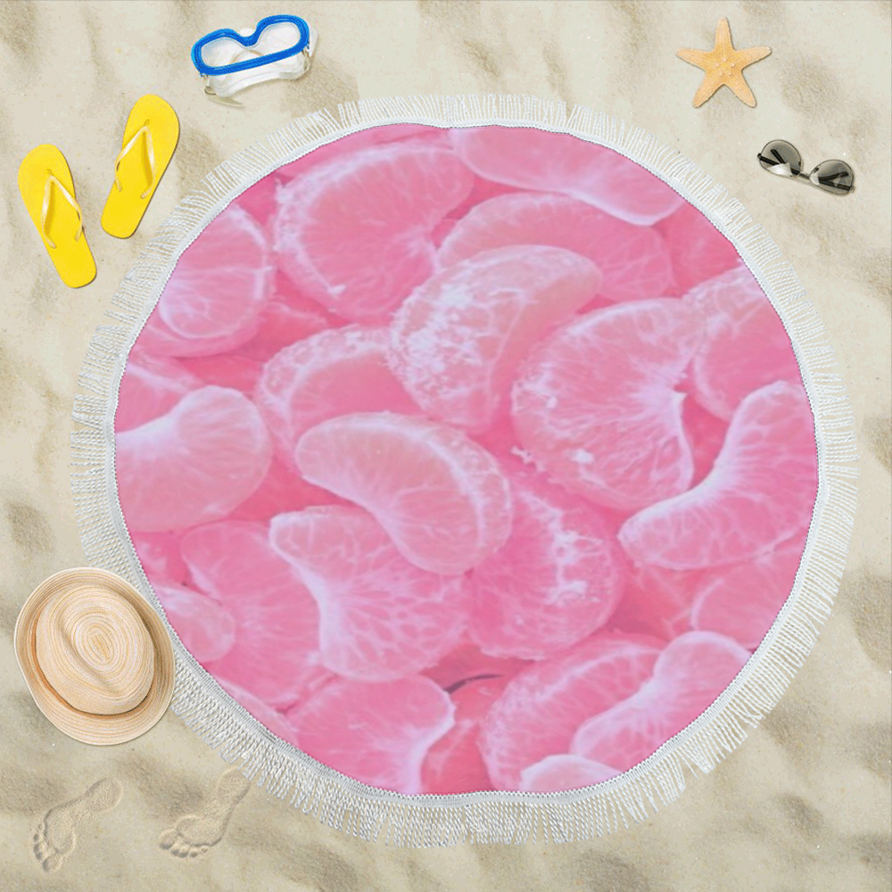 pink orange Circular Beach Shawl 59"x 59"