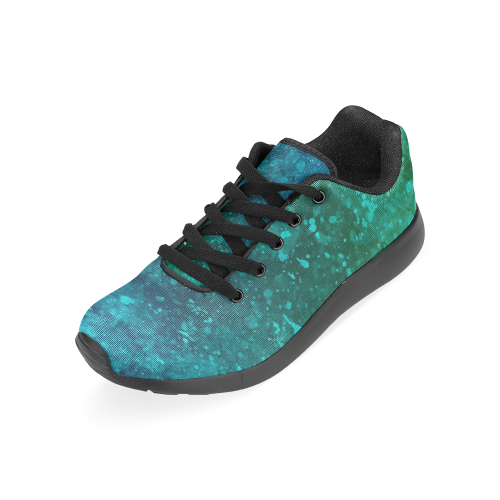 Blue and Green Abstract Women's Running Shoes/Large Size (Model 020)