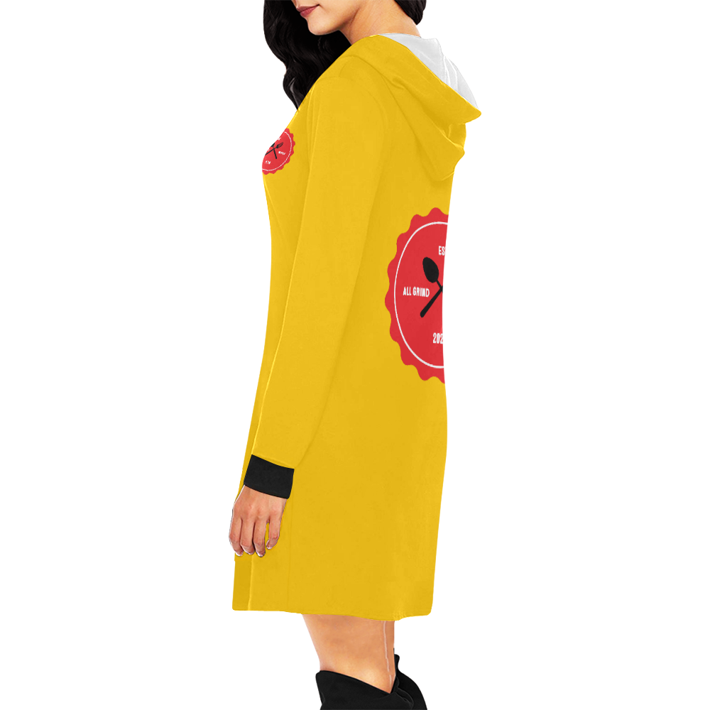 YELLOW/RED HOODIE DRESS All Over Print Hoodie Mini Dress (Model H27)