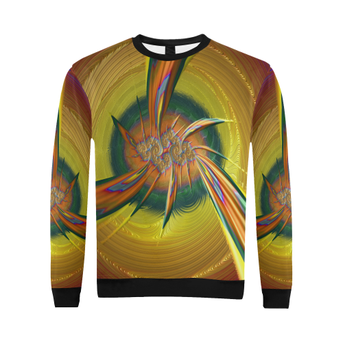 Rainbow Tropical Cyclone Winds Fractal Abstract All Over Print Crewneck Sweatshirt for Men/Large (Model H18)