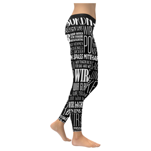 German House Rules - POSITIVE HAUSORDNUNG 2 Women's Low Rise Leggings (Invisible Stitch) (Model L05)