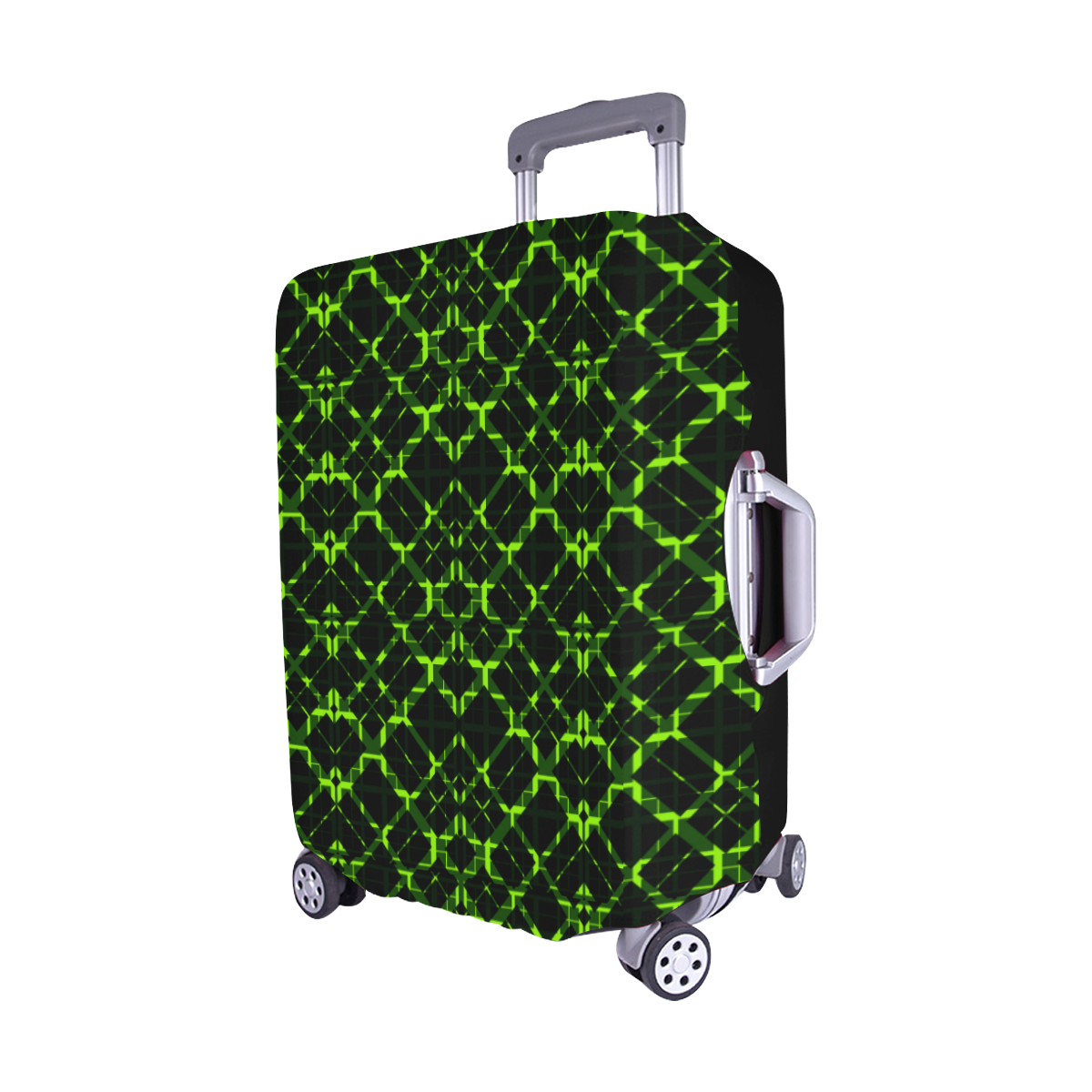 Diagonal Lime & Black Plaid  modern style Luggage Cover/Medium 22"-25"