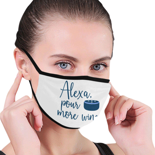 Humor - Alexa pour more wine - blue on white Mouth Mask