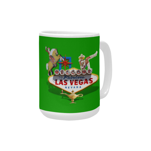 Las Vegas Welcome Sign on Green Custom Ceramic Mug (15OZ)