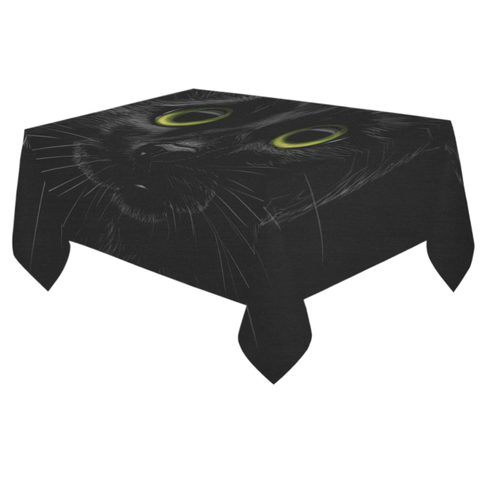 Black Cat Cotton Linen Tablecloth 60"x 84"