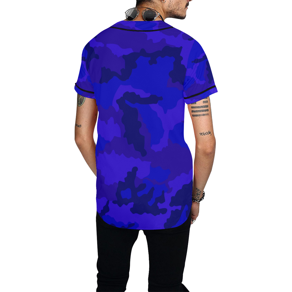 NUMBERS Collection Ready Royal Blue Camo All Over Print Baseball Jersey for Men (Model T50)