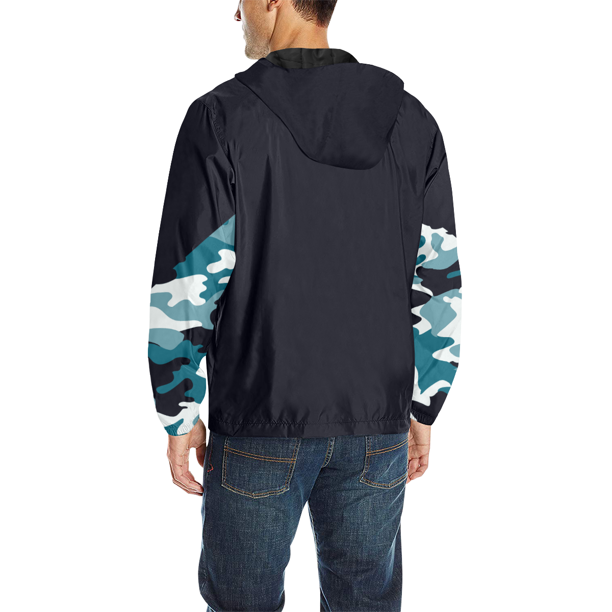 CAMO SLEEVE 2 All Over Print Quilted Windbreaker for Men (Model H35)