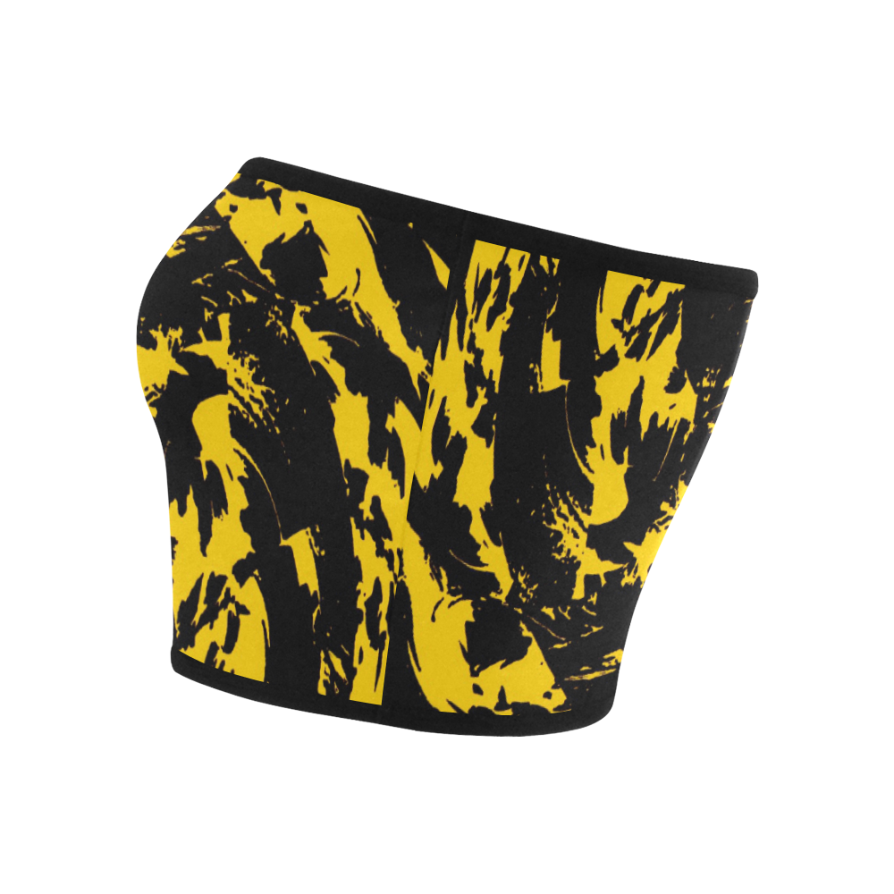 Black and Yellow Paint Splatter Bandeau Top