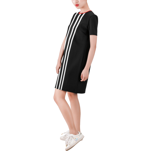 Mod Ska Punk Retro by ArtformDesigns Short-Sleeve Round Neck A-Line Dress (Model D47)