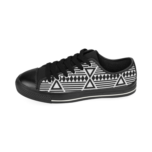 Black Aztec Tribal Men's Classic Canvas Shoes (Model 018)