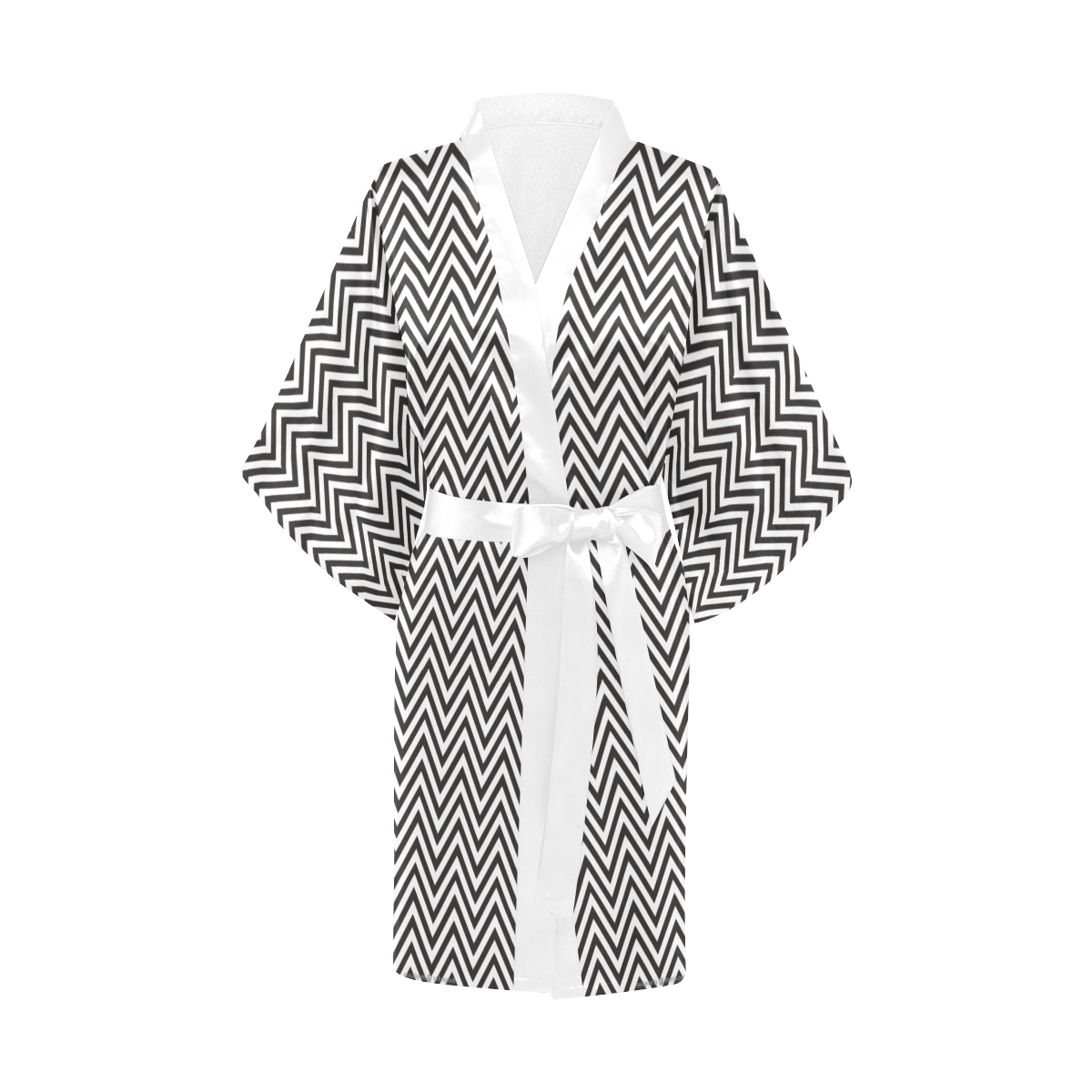 Black & White Chevron Kimono Robe