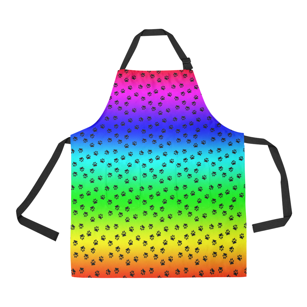 rainbow with black paws All Over Print Apron