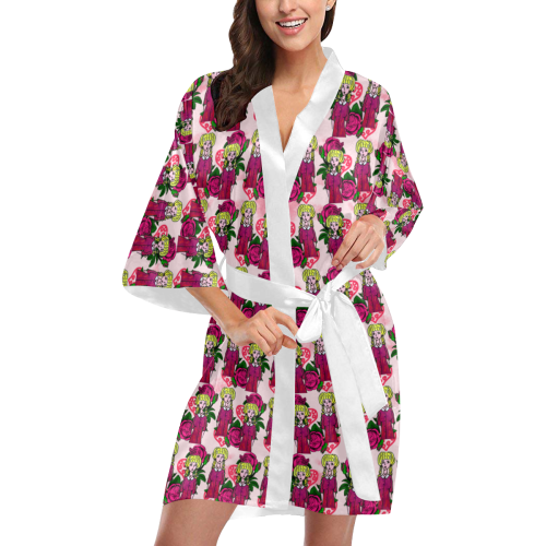 thurs pattern  pink Kimono Robe