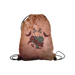 Heart with butterflies Medium Drawstring Bag Model 1604 (Twin Sides) 13.8"(W) * 18.1"(H)