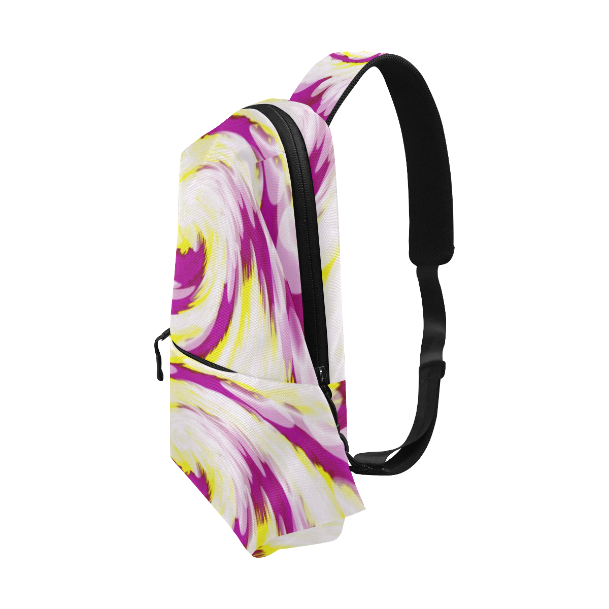 Pink Yellow Tie Dye Swirl Abstract Chest Bag (Model 1678)